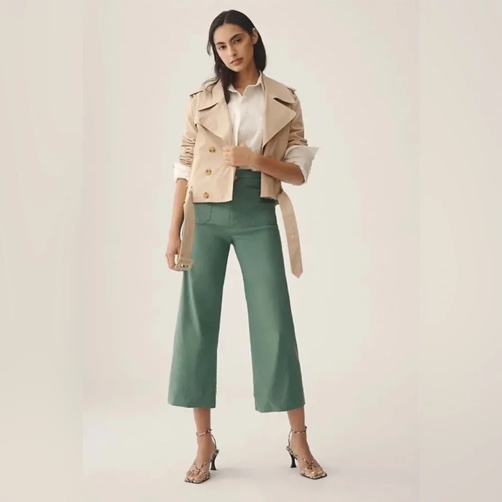 Anthropologie Maeve The Colette Cropped Wide-Leg Trousers